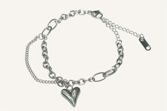 Pulsera Corazón Plateada