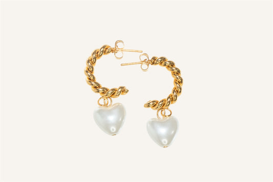 Candongas Corazón Perlas