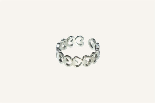 Anillo Corazones Plateados