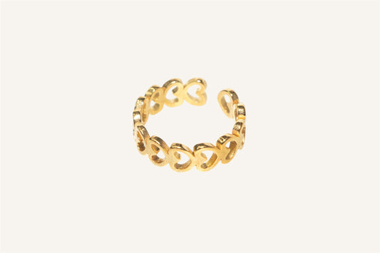 Anillo Corazones Dorados