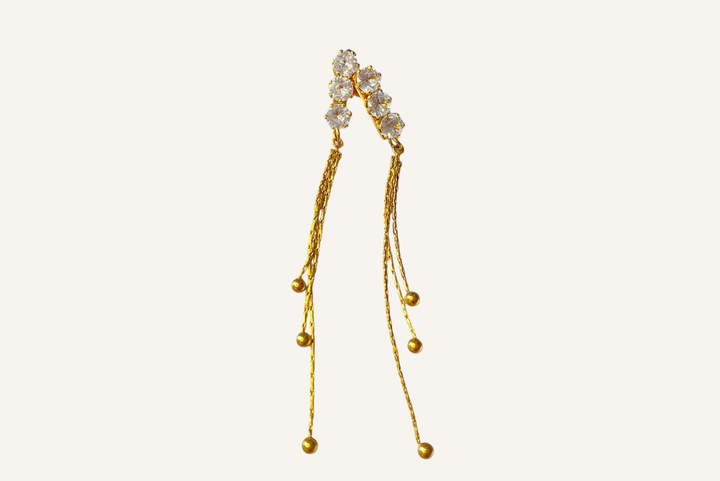 Aretes Triple Circón Dorados
