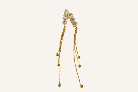 Aretes Triple Circón Dorados